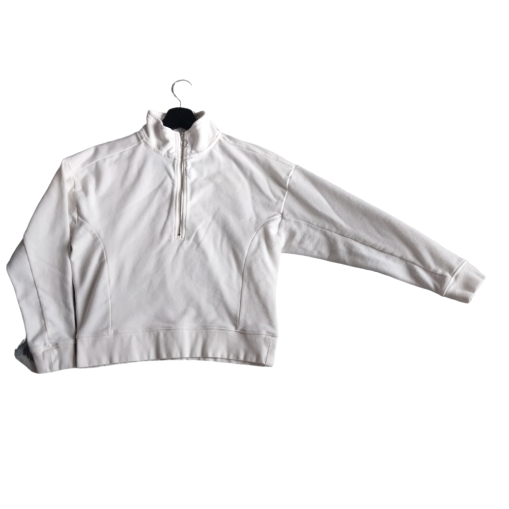 Paper Label Cropped Half Zip up Sweater size Small in white